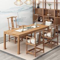 New Chinese solid wood tea table office guests in talks about horseshoe table tea table and chairs Domestic living room Gongfu tea table