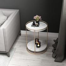 Nordic minimalist double layer marble tea table small family style living room sofa round edge a few bedrooms bed head cabinet customizable