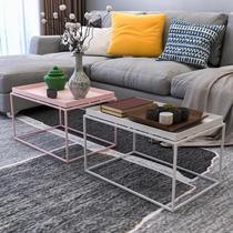 Nordic Belt Trough Tea Table Minima Living Room Small Family Home Square Tea Table Creativity Modern Net Red Iron Art Edge A Few Tables