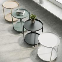 Nordic small tea table minimalist modern mini bedroom bedside table living-room sofa edge a few things corner a few small round tables