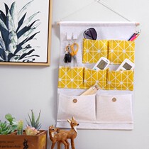 Cotton and linen storage bag combination small hanging pocket door rear fabric storage bag wall hanging dormitory wall storage bag
