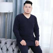  Black technology thermal underwear mens De velvet seamless self-heating plus fat plus size 200 kg autumn clothes autumn pants suit