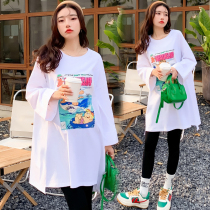 Spring Fashion New Pregnancy Woman Dress Dress With Dress Pregnancy Cover Belly Fat MM Big Code Display Slim T-shirt Blouse 200 Catty