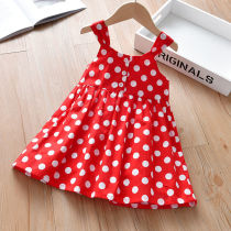 Childrens suspender skirt summer 2021 new cotton Polka Dot Girl dress foreign girl baby suspender skirt