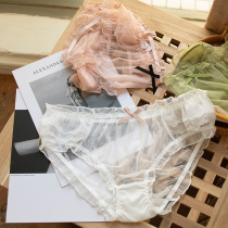 Large size underwear female summer fat MM200 kg pure desire girl sexy mesh lace Japanese soft low waist pants head