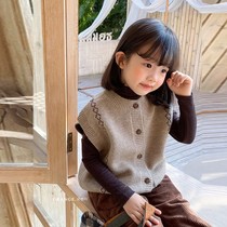 Girls Cardigan Sweater Vest Childrens Knitted Baby West Jacket 2021 New Canter Tide 1