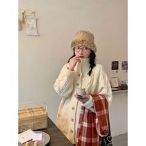 Korean Spring and Autumn Winter new warm knitted cardigan jacket women lazy wind loose high collar solid color twist wear