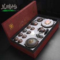 LAREEY purple sand Jianshui purple pottery kung fu tea set Chinese home office ceramic teapot cup bowl business gift