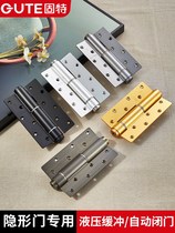 Invisible door hinge behind closed door hydraulic buffer free-notched hinge spring hinge automatic closing positioning