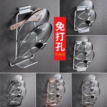 Black pot cover rack with water box Kitchen storage hanging cutting board rack Cutting board shelf shelf punch-free wall hanging