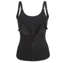 Waist Trainer Adjustable shoulder strap Sweat corset zipper 3 rows 15 buckle belly waist seal