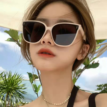 GM sunglasses woman summer 2022 new tide milk white frame sunglasses anti-ultraviolet net red glare high level sensins