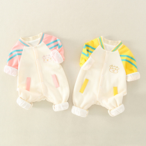 Baby one-piece clothes spring autumn pure cotton long sleeve jacket beating bottom spring clothing baby khaclothes out to climb for newborn clothes