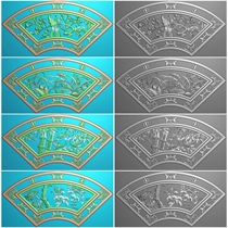 Meilan bamboo chrysanthemum grass hanging screen Fan-shaped Meilan bamboo chrysanthemum hanging plaque carved figure JDP gray scale figure BMP relief figure