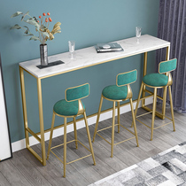 Nordic Light Extravagant Marble Countertop Strip Table Leaning Against Wall Bar Table Table And Chairs Combined Commercial Milk Tea Shop High Foot Table