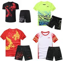 Summer Li Ning badminton suit suit womens short-sleeved round neck quick-drying mens national team suit sports shorts Childrens jersey