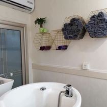 Hair Towel Rack Beauty Hair Shop Exclusive Perforated Wall Shelf Beauty Shop Grid Shelf Hair Towels Hair Towel Rack