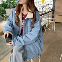Autumn and winter 2021 New Korean version of loose Joker double-faced jacket plus velvet padded imitation lamb wool overcoat women