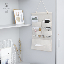  Blank wall-mounted hanging bag Non-printed wind cotton linen fabric multi-layer wardrobe storage bag dormitory bedside storage hanging bag