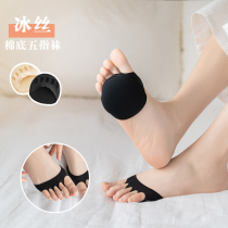  Five-finger socks womens cotton ins tide spring and summer thin high heels toe socks ice socks invisible half-palm socks