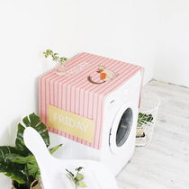 Heavy cotton and linen cute cartoon animal roller washing machine cover Bedside table refrigerator cover cloth dust cover towel storage