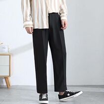 Dying feeling suit pants mens trend spring and autumn black mop pants straight tube wide legs casual trousers loose