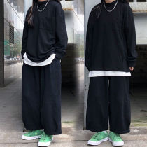 Japanese overalls children spring and autumn 2021 New loose thin straight wide leg pants Academy style leisure trousers tide