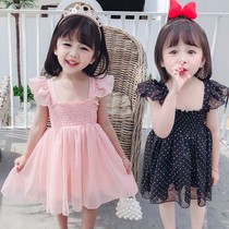  Girls summer chiffon dress new Western style female baby children camisole princess skirt gauze skirt