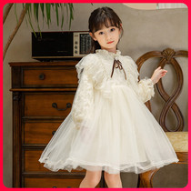 South Korean girls dress for dress spring autumn clothing new childrens autumn and winter foreign air princess dress Long sleeves Birthday Dress Fluffy Skirt