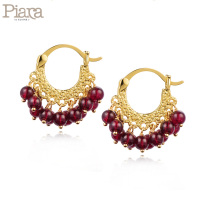 piara original 2021 European and American new handmade 18K gilded natural gemstone earrings female tassel advanced ear ornaments