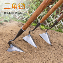 Hawk peak agricultural manganese steel hoe triangle opened up a monopoly and drainage farming tools planted pointed and ploughed