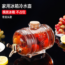 Company cold water jug glass warm plain water Juice tie cold water jug summer household refrigerator large capacity with faucet