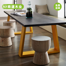 Solid wood office desk work table double four person face-to-face computer desk card holder combination fashion creative staff Station