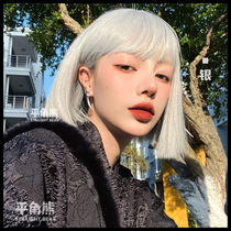 Pingjiao bear wig female Net red day regular Lolita short straight hair (silver) European and American sweet and cool hot girl jk full head cover