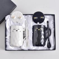 Creative ceramic mug Wedding gift box set cup with lid spoon Couple water cup A couple of models
