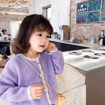 Girls Knitted Jacket 2021 Spring and Autumn New Childrens Sweater Cardigan Girls Net Red Korean version of the tide