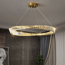 Postmodern simple light luxury wind crystal lamp headroom chandelier restaurant designer Circle bedroom Creative lamp