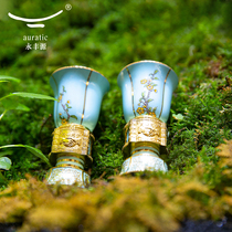 Yongfeng Yuan West Lake Blue Like-minded 3 pieces of wine glass can turn the creative wine glass 2 people use