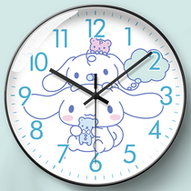 Cinnamon dog radio wave clock wall clock female student girl heart princess room clock home bedroom childrens room automatic time synchronization