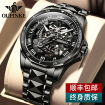 Swiss Armani Watch Mens Automatic Mechanical Watch Waterproof Substituting Hollow Black Warrior Mens Watch Zhenxin