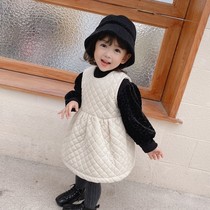 Baby plus velvet padded vest skirt plus velvet base shirt two-piece girl dress winter dress Foreign suit Korean