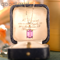 goodland natural Tourmaline pendant 18K gold inlay women Diamond pink green color treasure choker neck chain necklace