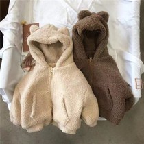 Baby coat 2021 autumn and winter New Men and women children in small children lamb wool plus velvet thickened warm Korean trend tide