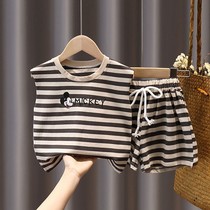 Boys set 2021 new summer girls short sleeve summer children sleeveless vest shorts baby boys clothes