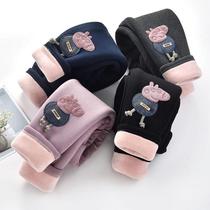 Girls three-layer plus velvet padded cotton pants children leggings children wear pants baby girl winter warm pants