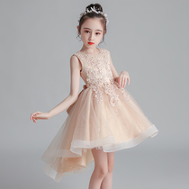 Childrens Gown Princess Dresses Summer Girls Fluffy Yarn Trailing Dress Foreign Air Little Girl Presenter Dress Up