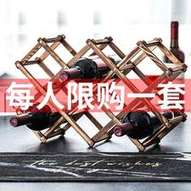 Red wine Lattice Diamond wine cabinet wine grid custom solid wood wall hanging fork checkered wine special Price red wine shelf