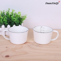 Old-fashioned enamel cup household with scale size Milk Cup nostalgic classic water Cup children measuring cup enamel tea tank