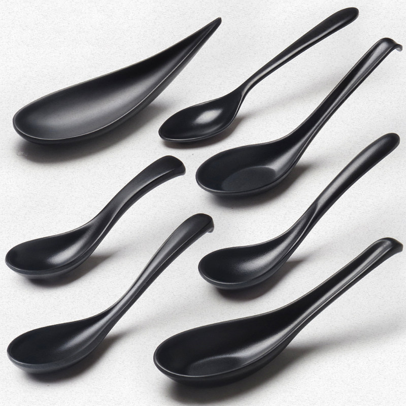 Black Japanese-style misamine-flavored thousand ramen rice line spoon spicy hot small spoon plastic commercial dining restaurant spoon