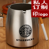 Stainless steel fashion ashtray bathroom Internet bar e-sports windproof desktop bar ash Cup household custom printing